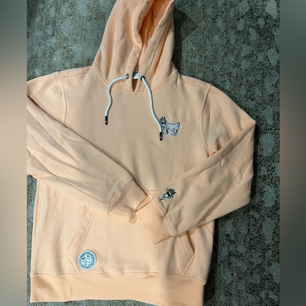 GOAT sweatshirt comfy bright orange worn 2 times size. XS adult runs big